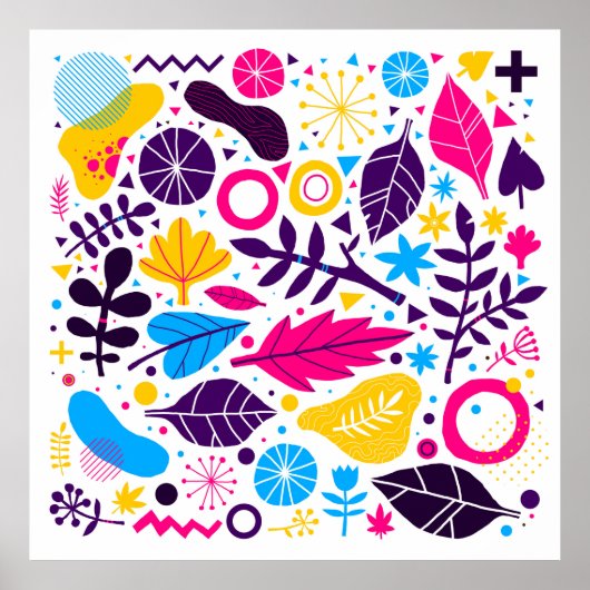 Kleurrijke achtergrond met met de hand getrokken f poster (Voorkant)