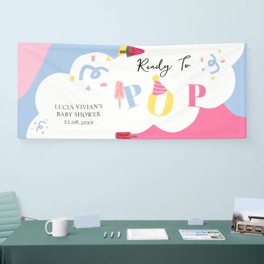 Kleurrijke achtergrond Popsicle Baby shower Spandoek (Beurs)