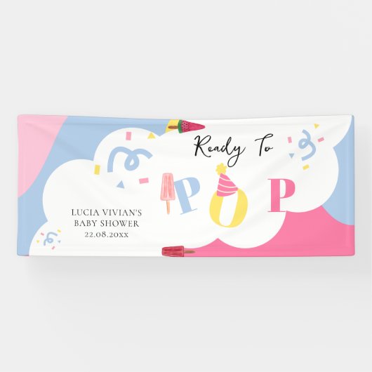 Kleurrijke achtergrond Popsicle Baby shower Spandoek (Horizontaal)