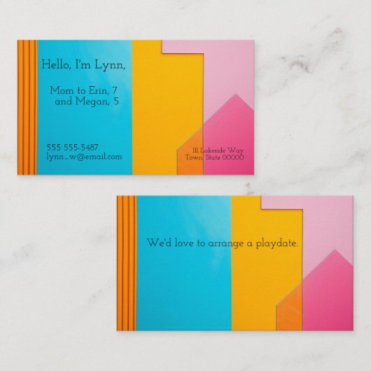 Kleurrijke achtergrond van rechthoeken Visitekaart Visitekaartje (Voorkant / Achterkant)