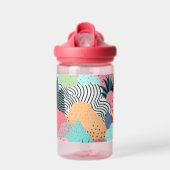 Kleurrijke achtergrond van vormen, stippen en lijn waterfles (Voorkant)