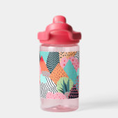 Kleurrijke achtergrond van vormen, stippen en lijn waterfles (Achterkant)