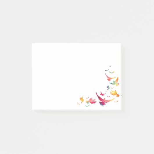 Kleurrijke achtergrond vliegende vogel post-it® notes (Voorkant)