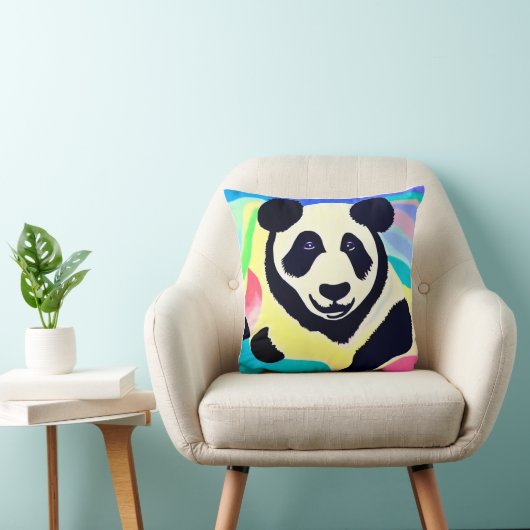Kleurrijke achtergrondpanda kussen (Stoel)