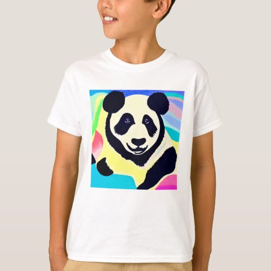 Kleurrijke achtergrondpanda t-shirt (Voorkant)