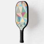 Kleurrijke achthoekige geometrische achtergrond mo pickleball paddle (Links)