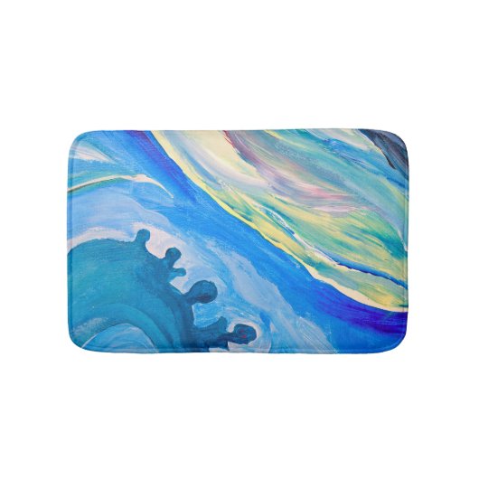 Kleurrijke acryl schilderij, gestructureerde achte badmat (Voorkant)