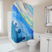 Kleurrijke acryl schilderij, gestructureerde achte douchegordijn (In situ)