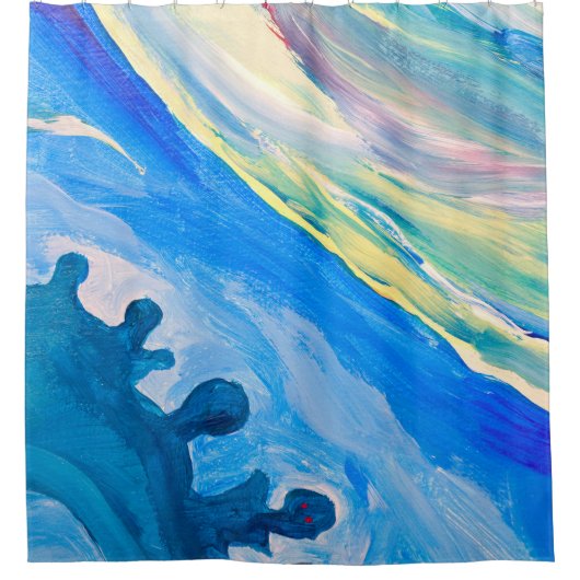 Kleurrijke acryl schilderij, gestructureerde achte douchegordijn (Voorkant)
