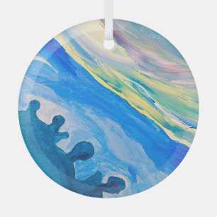 Kleurrijke acryl schilderij, gestructureerde achte glas ornament