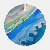 Kleurrijke acryl schilderij, gestructureerde achte glas ornament (Achterkant)