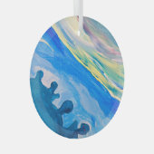 Kleurrijke acryl schilderij, gestructureerde achte glas ornament (Voorkant Rechts)