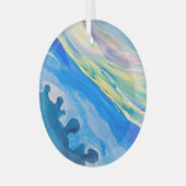 Kleurrijke acryl schilderij, gestructureerde achte glas ornament (Voorkant links)