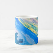 Kleurrijke acryl schilderij, gestructureerde achte koffiemok (Center)