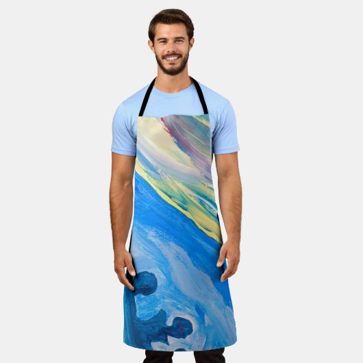 Kleurrijke acryl schilderij, gestructureerde achte schort (Gedragen)