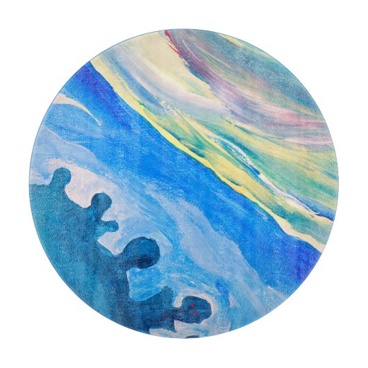Kleurrijke acryl schilderij, gestructureerde achte snijplank (Voorkant)