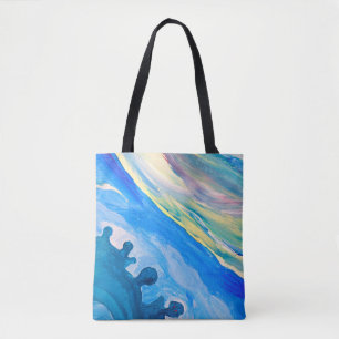 Kleurrijke acryl schilderij, gestructureerde achte tote bag
