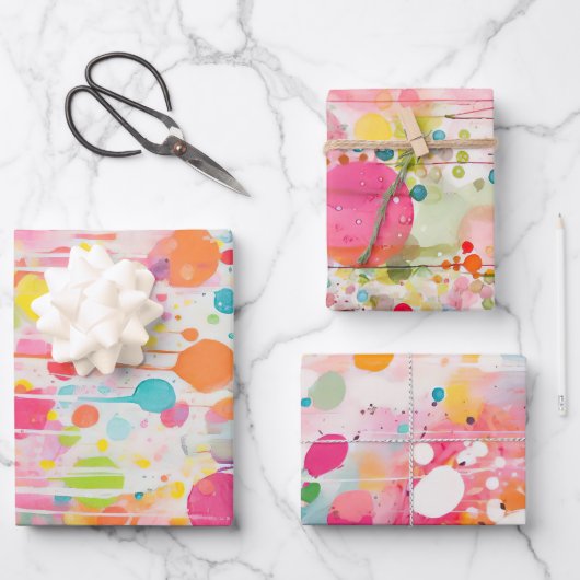 Kleurrijke acryl schilderij stijl inpakpapier vel (Voorkant)