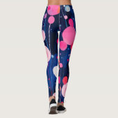 Kleurrijke acryl schilderij stippen op blauwe gron leggings (Achterkant)