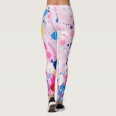 Kleurrijke acryl schilderij stippen op lichtroze g leggings (Achterkant)