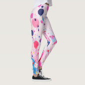 Kleurrijke acryl schilderij stippen op lichtroze g leggings (Rechts)