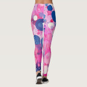 Kleurrijke acryl schilderij stippen op witte grond leggings (Achterkant)