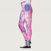 Kleurrijke acryl schilderij stippen op witte grond leggings (Links)