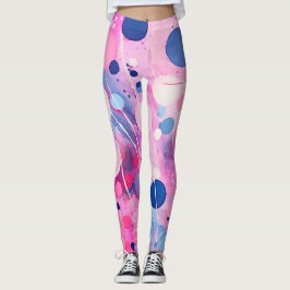 Kleurrijke acryl schilderij stippen op witte grond leggings