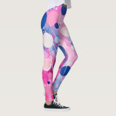 Kleurrijke acryl schilderij stippen op witte grond leggings (Rechts)