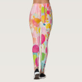 Kleurrijke acryl schilderij stippen op witte grond leggings (Achterkant)