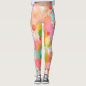 Kleurrijke acryl schilderij stippen op witte grond leggings (Voorkant)