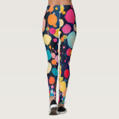 Kleurrijke acryl schilderij stippen op zwarte gron leggings (Achterkant)