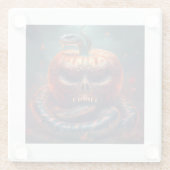 Kleurrijke adder verweven met kwade pompoen glazen onderzetter (Achterkant)