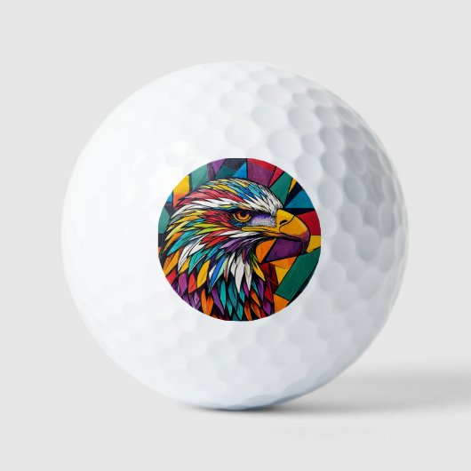 Kleurrijke adelaar kunstwerk golfballen (Voorkant)