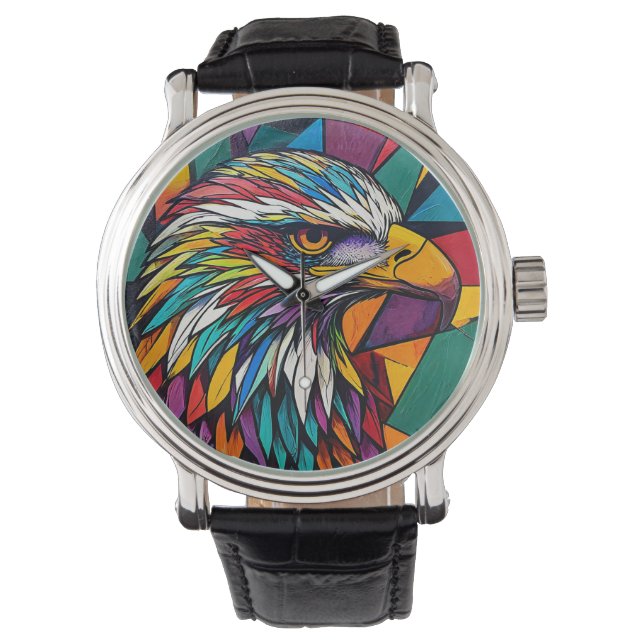 Kleurrijke adelaar kunstwerk horloge (Voorkant)