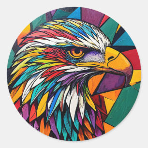 Kleurrijke adelaar Patriotische dierenwereld Adela Ronde Sticker