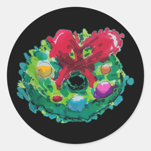 Kleurrijke Adventkrans Ronde Sticker (Voorkant)