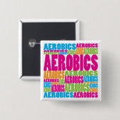 Kleurrijke aerobics vierkante button 5,1 cm (Voorkant /achterkant)