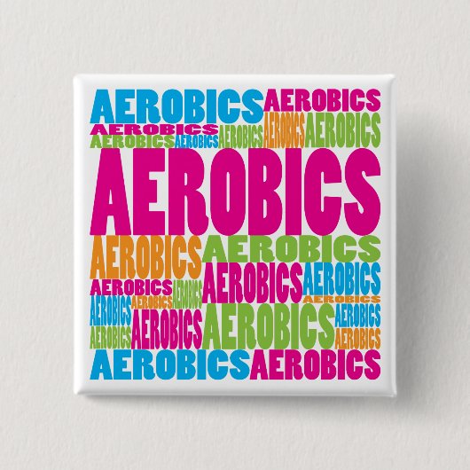 Kleurrijke aerobics vierkante button 5,1 cm (Voorkant)