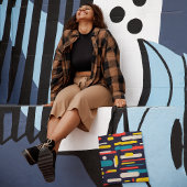 Kleurrijke afgeronde rechthoek tote bag