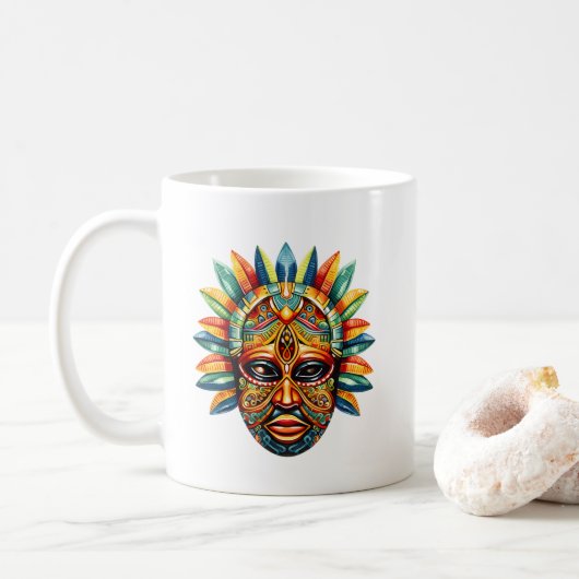 Kleurrijke African Mask Coffee Mok (Met donut)