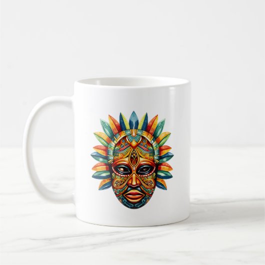 Kleurrijke African Mask Coffee Mok (Links)