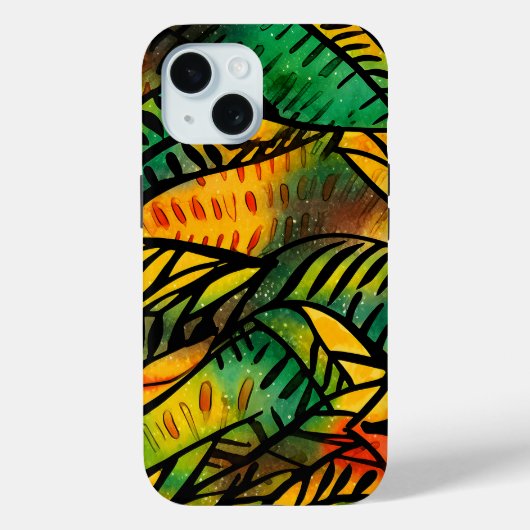 Kleurrijke African Print iPhone 15 Pro Hoesje (Achterkant)