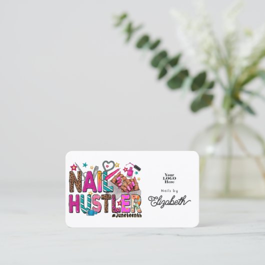 Kleurrijke Afrikaanse Amerikaanse Juneteenth Nail  Visitekaartje (Staand voorkant)