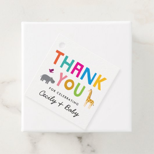 Kleurrijke Afrikaanse dieren dank u Bedankjes Labels (In situ)