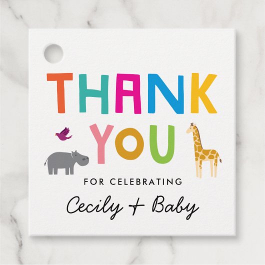 Kleurrijke Afrikaanse dieren dank u Bedankjes Labels (Voorkant)