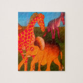 Kleurrijke Afrikaanse kleuren van wilde dierenbesc Legpuzzel (Verticaal)