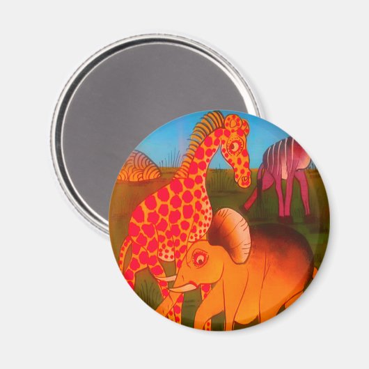 Kleurrijke Afrikaanse kleuren van wilde dierenbesc Magneet (Voorkant / Achterkant)