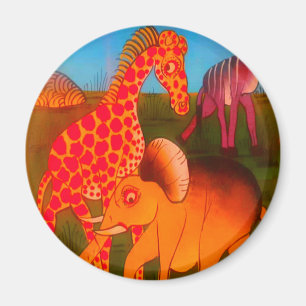 Kleurrijke Afrikaanse kleuren van wilde dierenbesc Magneet