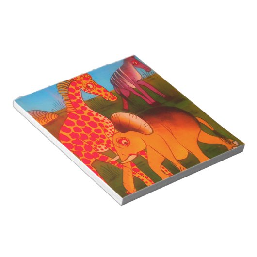 Kleurrijke Afrikaanse kleuren van wilde dierenbesc Notitieblok (Schuin)